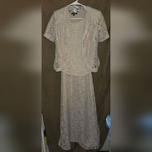 SL Fashions Lace Long Sleeve Dress - Cream